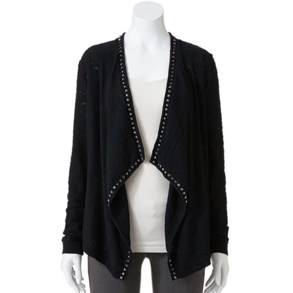 Studded waterfall cardigan black - Picture 1 of 8